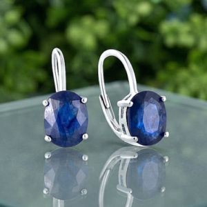 Сребърни Обеци - Естествен Сапфир 3,10 ct.