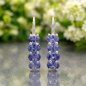 Сребърни Обеци - Естествен Танзанит