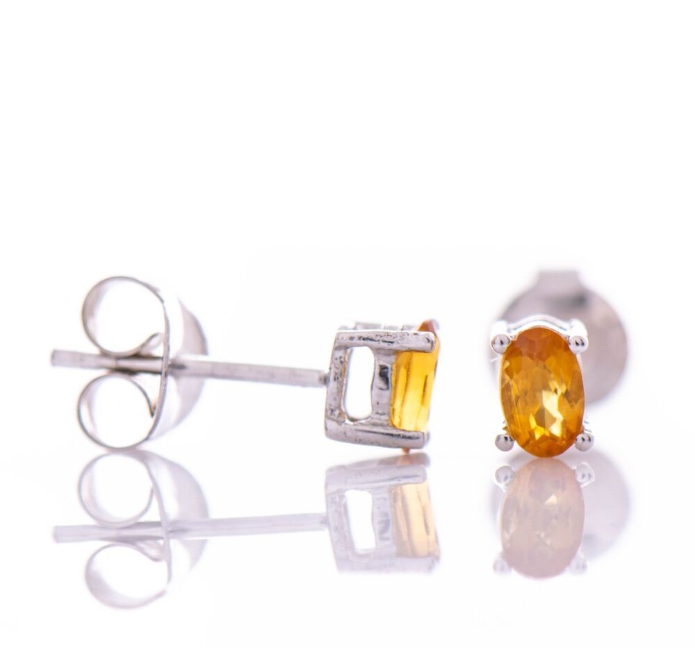 Сребърни обеци - 5х3 мм Естествен цитрин 0,46 ct. - Image 2