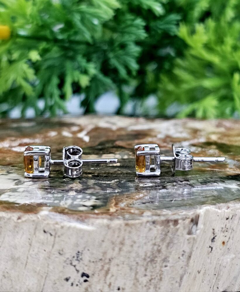 Сребърни обеци - 5х3 мм Естествен цитрин 0,46 ct. - Image 4